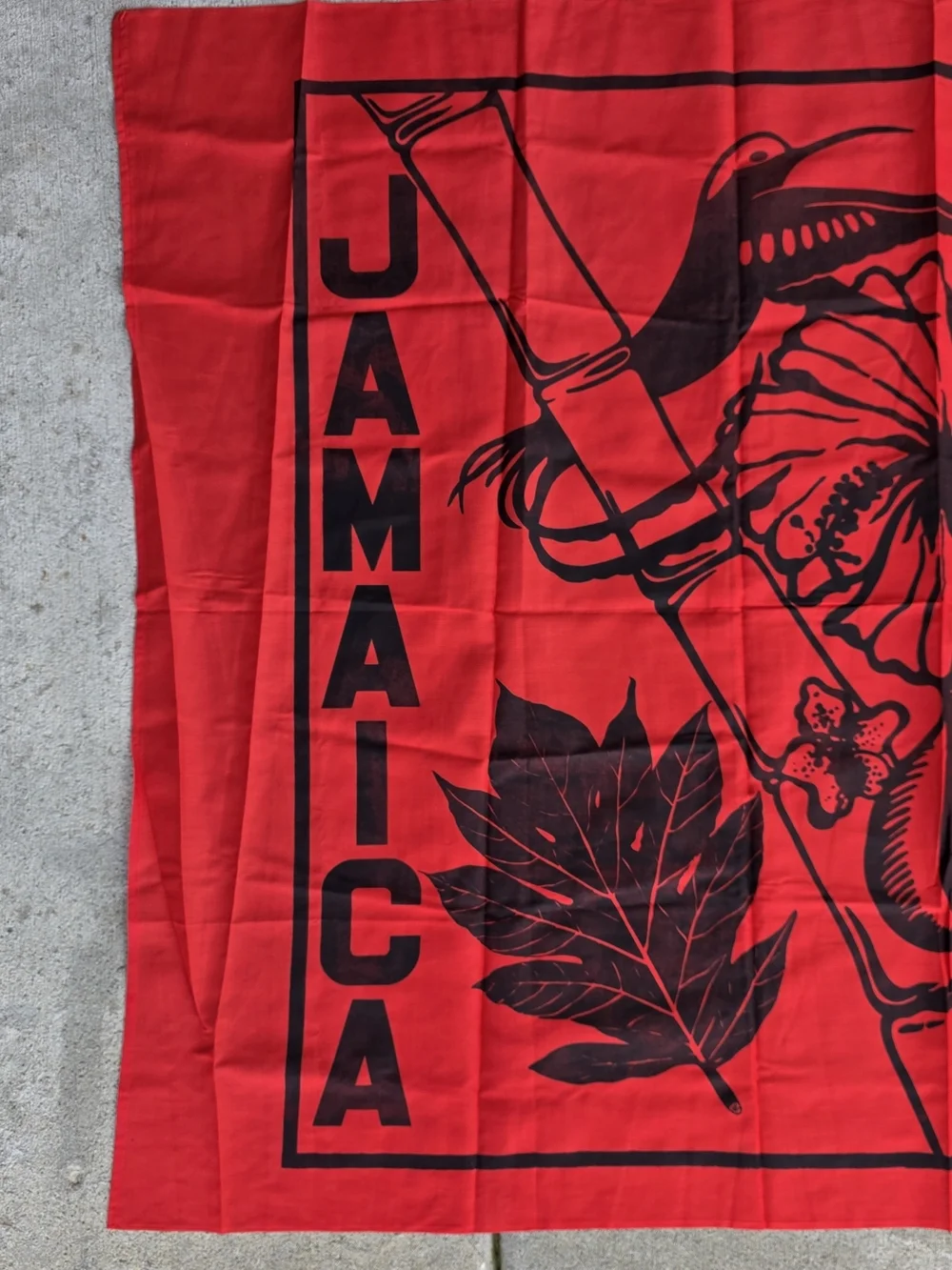 Vintage 80s Jamaica Sarong Wrap A-Kanga Red Black Beach Cover Up
